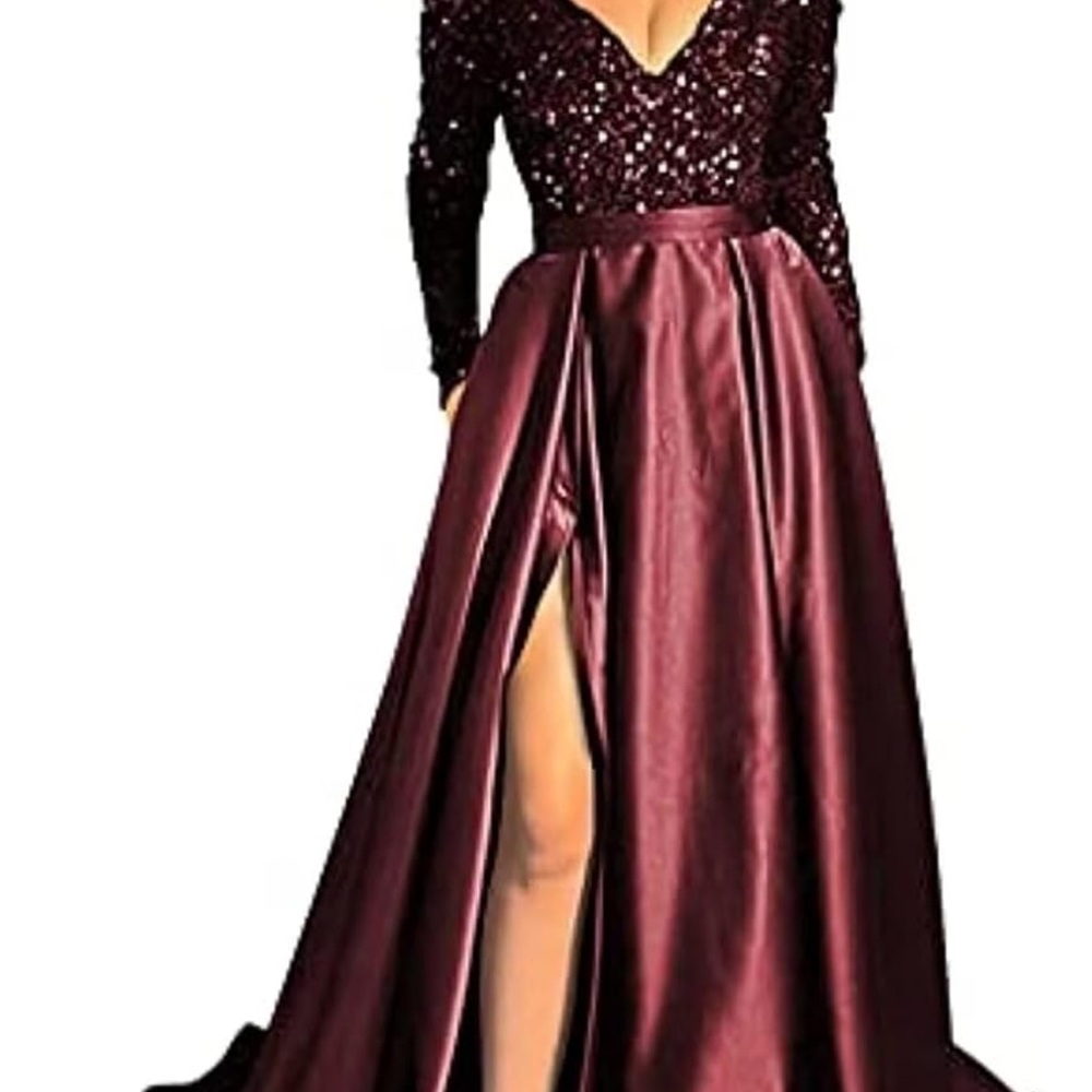 New formal sequined satin dress w pockets. Wine, silver OR blue. 1 dress not all
